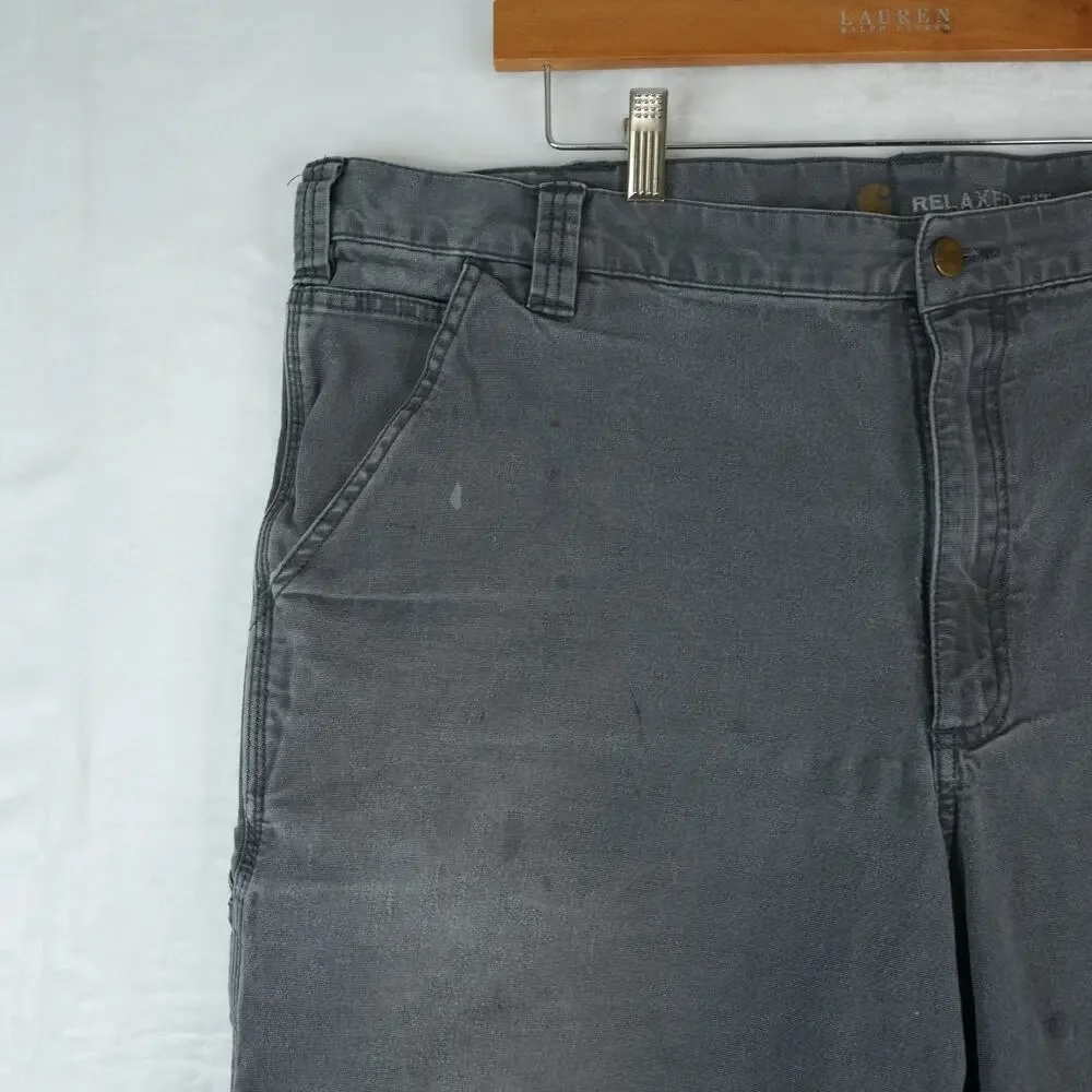 Carhartt Shorts Mens‎ 42x10 Gray Stained Workwear Cargo Utility Carpenter 103652